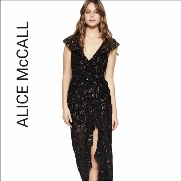 Alice McCall Black V-Neck Embellished maxi Gown dress size medium - Picture 1 of 9